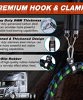 Premium hook and clamp details for Dual Tender Spring Kit For Semi Truck Air Lines With 16 Inch Length And 3 In 1 Hose Holder