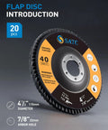 Heavy Duty 40 Grit Flap Discs for Angle Grinder 4 1/2 Inch Type 29 Zirconia Metal Grinding Wheels displayed with packaging details.