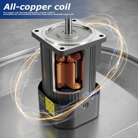Solid 120W AC Worm Gear Motor Featuring Massive 18Nm Torque And A Smooth Variable Speed Controller For Adjustable 90-1600Rpm Operation Plus Tough Aluminum Build For Heavy Duty Industrial Jobs That Last with visible all-copper coil.