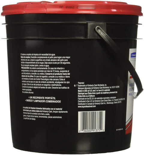 Back view of black container for Waterless Hand Wipes With Orange Peel Extract Alcohol Free Premoistened Wet Wipes