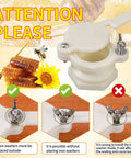 Front view of HunterBee honey gate valve for 5-gallon bucket; white plastic with metal wing nut and lever.