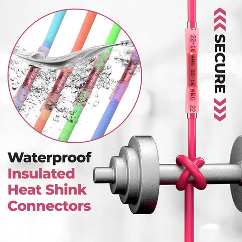 Pro Grade Red Heat Shrink Butt Connectors 0.7mm tinned copper waterproof crimp insulated wiring splices 130 pieces