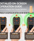 5 In 1 Stud Finder Wall Scanner With Laser Distance Meter And Digital Level Handy Rechargeable Multifunction Detector For Wood Metal Studs Pipes And Live Wires HD LCD Display And Voice Alerts, front view