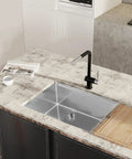 14 x 19 Inch Workstation Undermount Kitchen Sink With Single Bowl, 16 Gauge Stainless Steel, Built-In Track Accessories