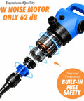 Heavy Duty Electric Drum Pump Blasts Through Fluids At Five Gallons Per Minute Fast Barrel Transfer Featuring Telescoping Tube And Dual Voltage Setup For Def Diesel Antifreeze Detergent And Light Oil Gets The Job Done In A Flash No Sweat, showing low noise motor and internal components.