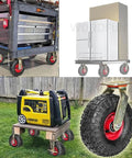 Various setups using Heavy Duty Pneumatic Caster Wheels With Tubeless Natural Rubber Tires for easy mobility of tools and equipment.