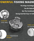 Heavy Duty Neodymium Rare Earth Fishing Magnet with 90 pounds pulling force, round magnet with lifting eye bolt, stainless ring.
