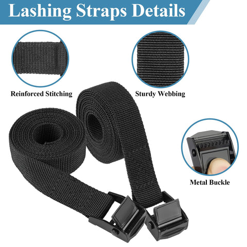 Four Pack Tie Down Straps 0.78 Inch Wide By 5 Foot Long With Buckles Adjustable Ratchet Cam Lashing Straps details view