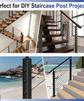 Staircase with 20 Pack Black PVD Beveled Angle Washers For Stair Ends And Cable Railing Kit