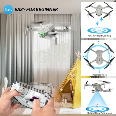Foldable Camera Drone For Kids And Adults With Altitude Hold And Optical Flow Positioning Indoor Mini RC Quadcopter indoors.