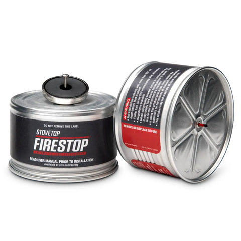 Automatic Fire Suppressor For Residential Kitchens, Direct Flame Activated, easy to install grease fire safety system for four burner stoves.