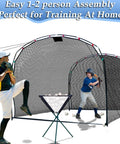 Backyard Baseball Batting Cage With Open Front Design Portable Hitting Net For Youth And Teens L Shaped Practice Net shown with players