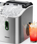 Snappy Countertop Nugget Ice Maker With SelfClean Tech cranks out chewable ice, compact stainless steel design, and cocktail ready.