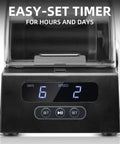 Rock Tumbler Kit With Quiet Polisher And Noise Reduction Cover Speed And Timer Control close-up of digital timer display.