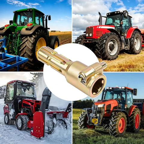 No Nonsense Workhorse Grade Heavy Duty PTO Extender For Tractors, 1 3 8 Inch 6 Spline Coupler with rugged cast steel design.