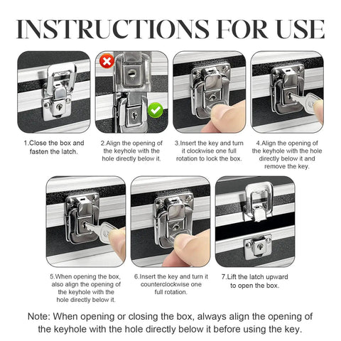 Instructions for using Lockable Cash Box With Key, Aluminum Alloy Money Safe With Single Row Currency Tray.