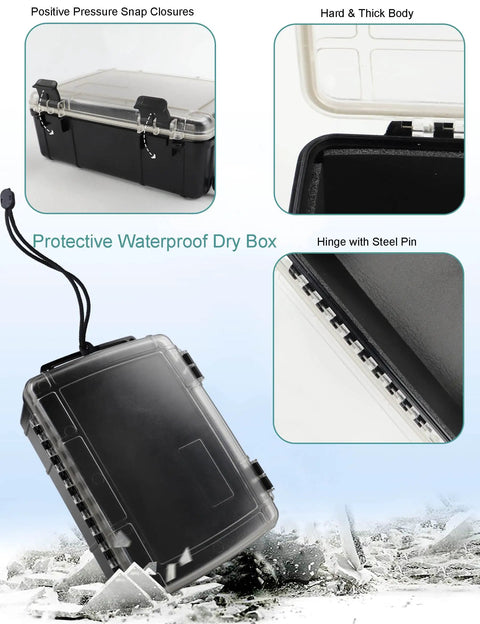 Waterproof Dry Box For Boat And Kayak, Watertight Storage Container For Phones Keys Lighters Watches And More, rugged with secure seal
