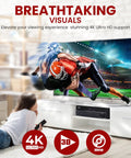 Person watching football on TV with 5.2 Channel Hi Fi Home Theater Receiver With 1000W Peak Power Wireless Bluetooth 4K Ultra HD Pass Through MP3 USB DAC Immersive Surround Sound Amplifier For Movie Nights And Party Vibes setup