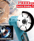 Brushless Mini Angle Grinder Cordless 18V Tool, 19500 RPM Portable Metal Grinding And Cutting, Compact Handheld Cutter