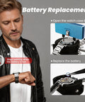 Man using All In One Watch Repair Kit For Battery Replacement With 5 In 1 Precision Screwdriver set for battery change.