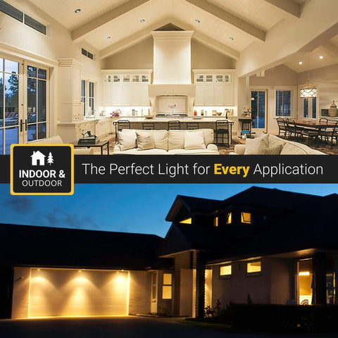Bright modern living room and exterior house with 3 Inch Canless LED Recessed Downlight Kit 4 Pack With Gimbal Trim