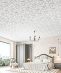 Elegant bedroom with 2x2 Drop Ceiling Tiles 12 Pack PVC Glue Up Panels White Traditional Style Durable Ceiling Tiles