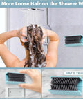 Reusable Silicone Hair Catcher Drain Protector, Bathroom Hair Trap for Shower and Bathtub installed on shower wall with person washing hair.