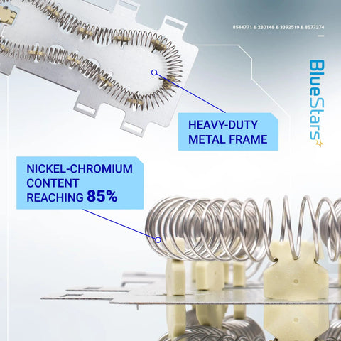 Close-up of Dryer Repair Kit With 8544771 280148 3392519 8577274 showing heavy-duty metal frame and nickel-chromium element.
