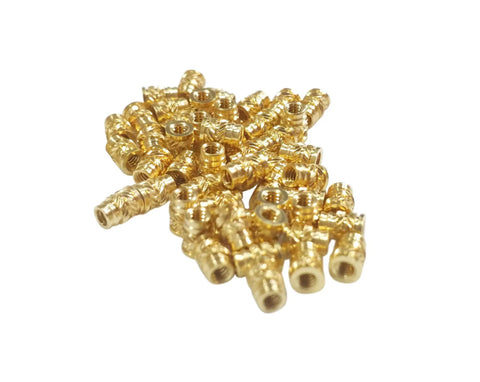 Heavy Duty Brass Heat Set Inserts For 3D Printing And Plastic Components 10-24 Threaded Nuts with rust-resistant coating.