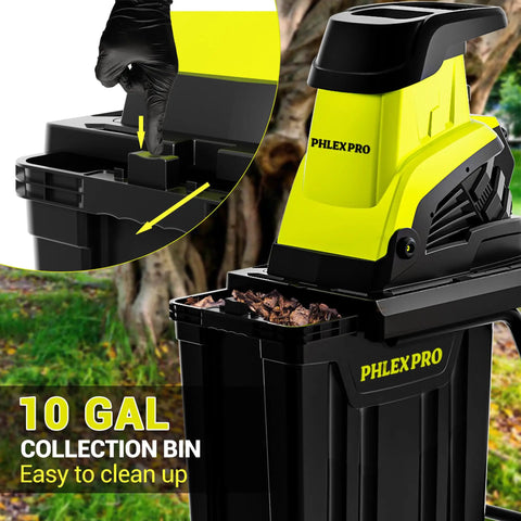 Powerful 15 Amp Electric Wood Chipper Shredder With 50L Collection Bin And 1.8 Inch Cutting Diameter shown with push stick