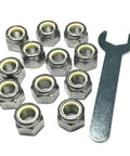 Beefed Up 1/2-20 Stainless Nylon Insert Lock Nuts 304 Stainless Steel Inch Thread 12 Pack with wrench for DIY projects