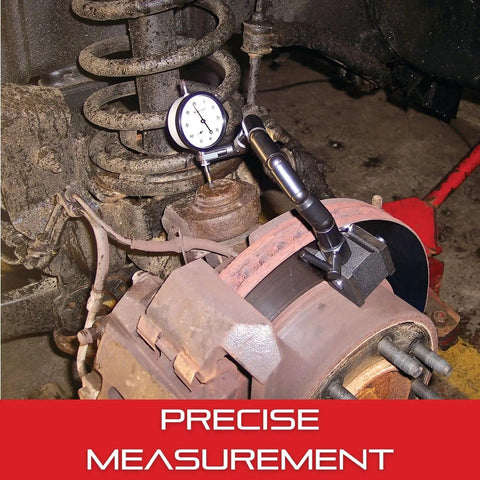 Go-To Auto Alignment Kit With Dial Indicator Magnetic Base Pliers Flex-O-Post And Case in engine bay for measurement