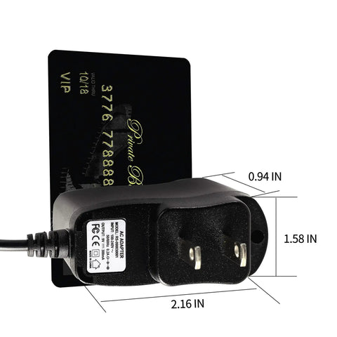 9V 300mA Power Supply For Electric Guitar Effects Pedals With Tip Negative 5.5mm X 2.1mm Barrel Connector, dimensions shown