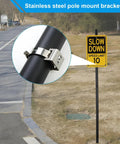 Two Pack Adjustable Sign Mounting Brackets for Poles 1.3 to 2.24 Inches, Rust Resistant Street Sign Hardware for Traffic and Parking