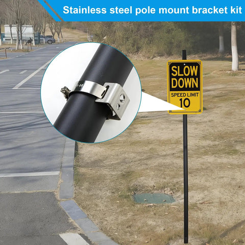 Two Pack Adjustable Sign Mounting Brackets for Poles 1.3 to 2.24 Inches, Rust Resistant Street Sign Hardware for Traffic and Parking
