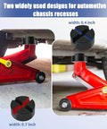 Universal Pinch Weld Jack Pad Adapter For Floor Jacks Upgraded Rubber Pad With X Slot Design Frame Rail Protective Pad installed on red floor jack