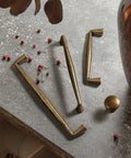 Vintage Retro Brass Cabinet Knobs Set Of 6 Zinc Alloy Pulls displayed on rustic surface with single hole center mount