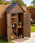 Sturdy Outdoor Storage Shed With Metal Frame And Adjustable Shelves Large Capacity Tool Cabinet For Backyard Garden Patio Lawn