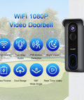 Wireless Doorbell Camera With Chime 2K QHD Video Two Way Audio Motion Detection With PIR Infrared Night Vision