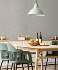 Light gray kitchen with Grasscloth Peel And Stick Wallpaper Self Adhesive 15.7 Inch By 787.4 Inch Light Gray Faux Linen Vinyl Wall Cover.