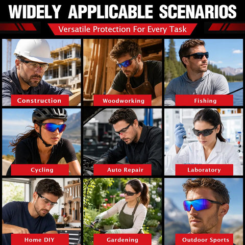 Top Shelf ANSI Z871 Safety Glasses For Trade Workers Featuring Tough As Nails Scratch Resistance And UV400 Eye Protection in versatile task scenarios.
