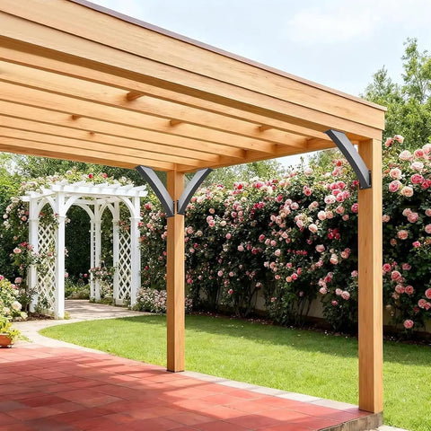 Heavy Duty 45 Degree Steel Pergola Bracket Kit Corner Bracket For Pergolas Gazebos Treehouses Terraces And Cabins 4 Pieces No Cutting Required Quick And Easy Install Black