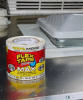 Original Thick Rubberized Waterproof Tape That Seals Leaks And Patches Underwater Works Indoors Or Outdoors White 8 In By 25 Ft Heavy Duty Tape For Roofs Pools RVs And More UV Resistant And Temperature Tough displayed on metal surface