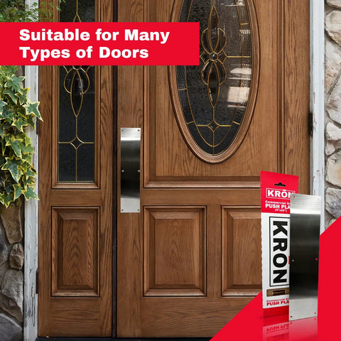 Heavy Duty Stainless Steel Door Push Plate With Pre Drilled Screws For Smooth Wood Or Metal Doors Built Tough As Nails Zero Headache Mounting Commercial Grade Hardware Included Daily Wear Defense