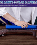 18 Inch Fret Leveling Beam Guitar Fret Leveler Kit With Complete Tool Set used on guitar neck by person in white shirt