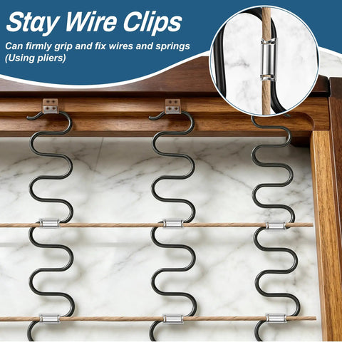 Stay Wire Clips from Heavy Duty Couch Spring Repair Kit To Patch Up Sagging Seats Fast All In One Upholstery Rebound Tool.