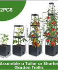 Raised Garden Bed Tomato Planter With Trellis, Self Watering System, 57 Inch Tomato Cages For Climbing Vegetables, indoor setup.