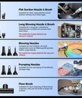 Image showcasing various nozzles for Cordless 4 In 1 Portable Car Vacuum Cleaner With 16000Pa Beast Power Brushless Motor.