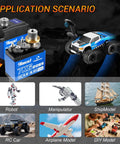Application scenarios for 7Kg Beefed Up High Torque Digital Micro RC Servo For Crawlers 8.4V HV, shown with toy models and servo.