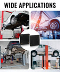 Heavy Duty Square Rubber Lift Arm Pads Set Four With Sure Grip Cushioning For Two Post Auto Jack Stands Garage Blocks in use.